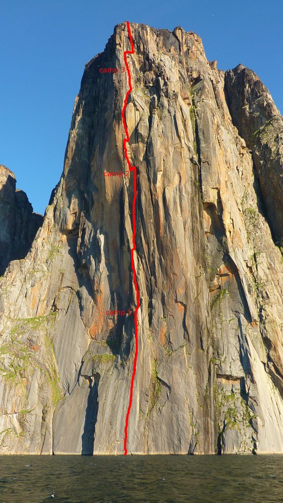 Route of a wall climb on Impossible Wall